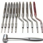 Dental Osteotomes Straight Concave Tip and Mallet Implant Sinus Lift Bone Spreading 11 Pieces Implant Instruments-0