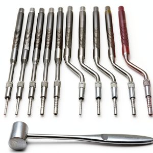 Dental Osteotomes Straight Concave Tip and Mallet Implant Sinus Lift Bone Spreading 11 Pieces Implant Instruments-0